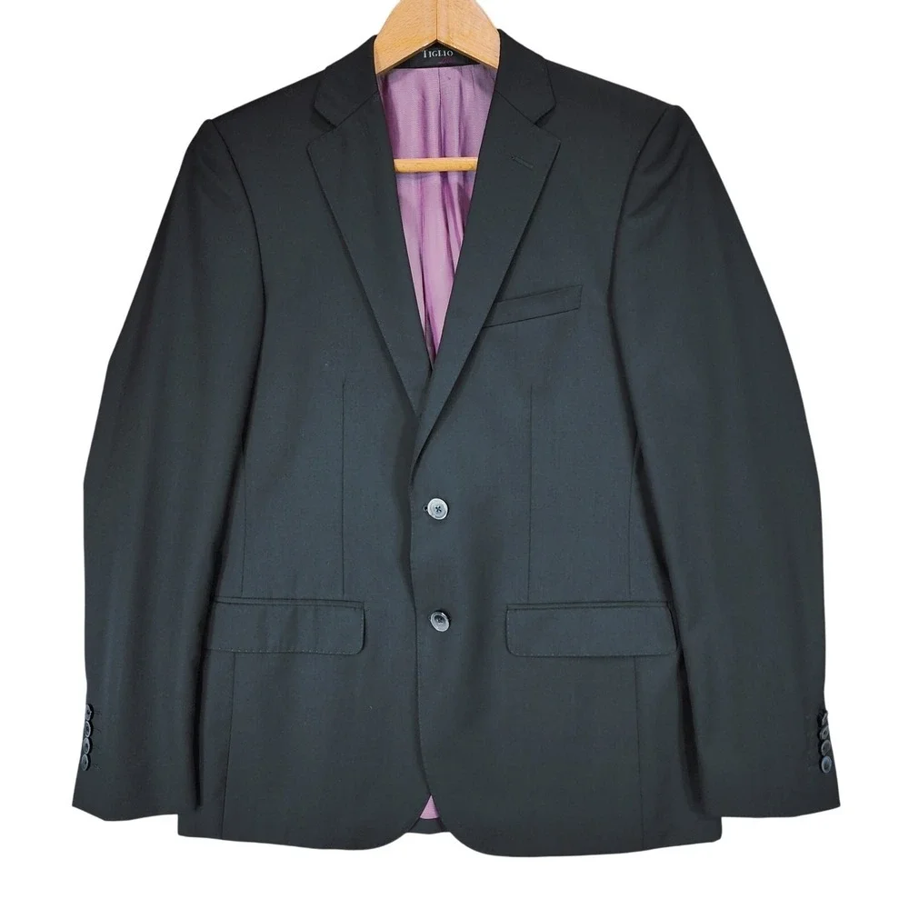 Tiglio Luxe Sport Coat sz 40R Men Slim‎ Fit Black Lanificio Di Biella Wool Italy